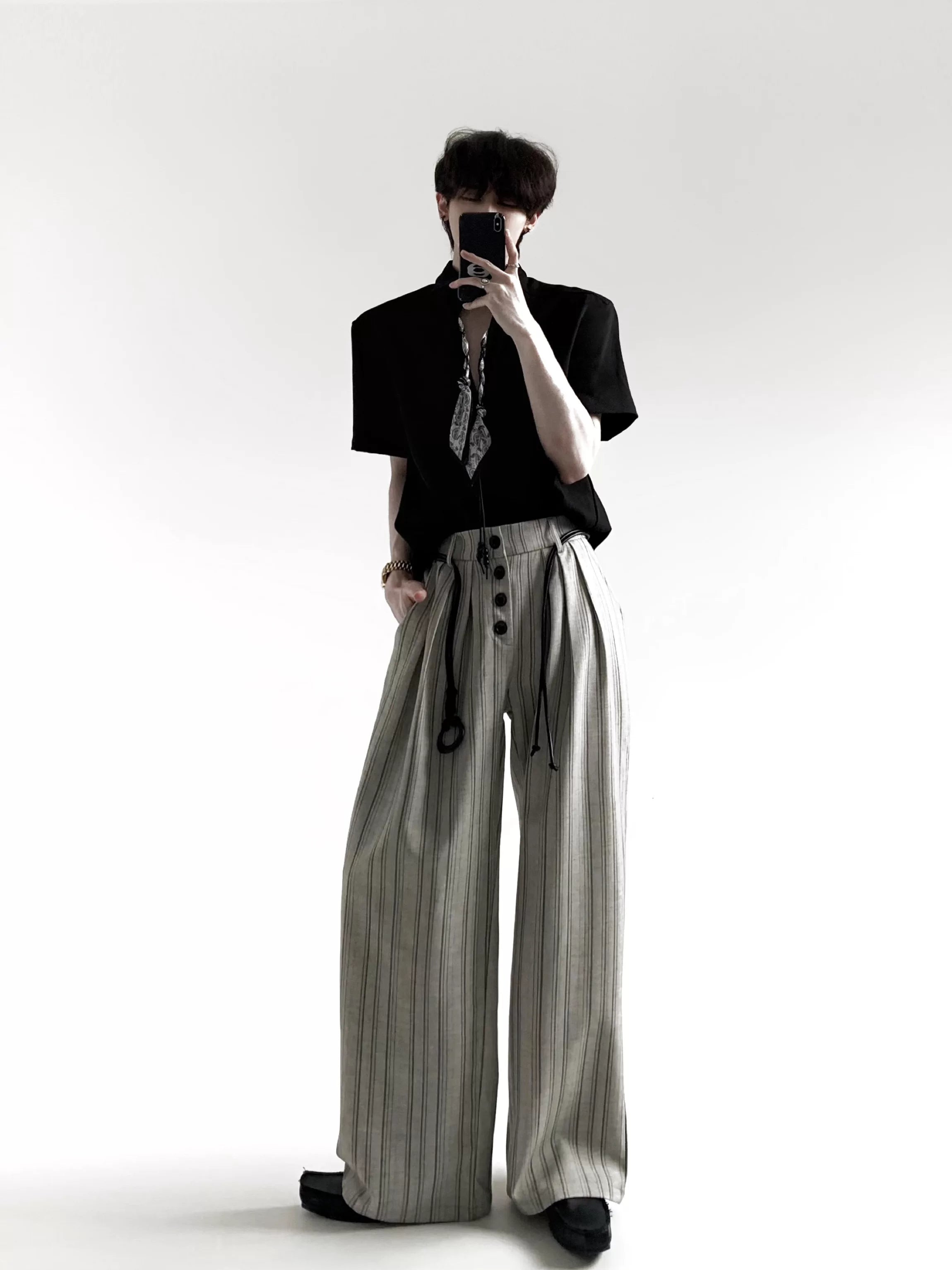Old Money Striped Button Trousers