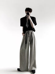Old Money Striped Button Trousers