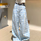 【25s Feb.】Refreshing Blue Plaid Casual Pants