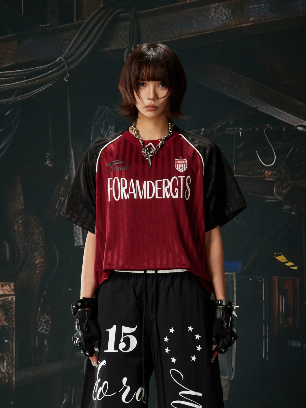 Red Black Contrast Jersey Tee