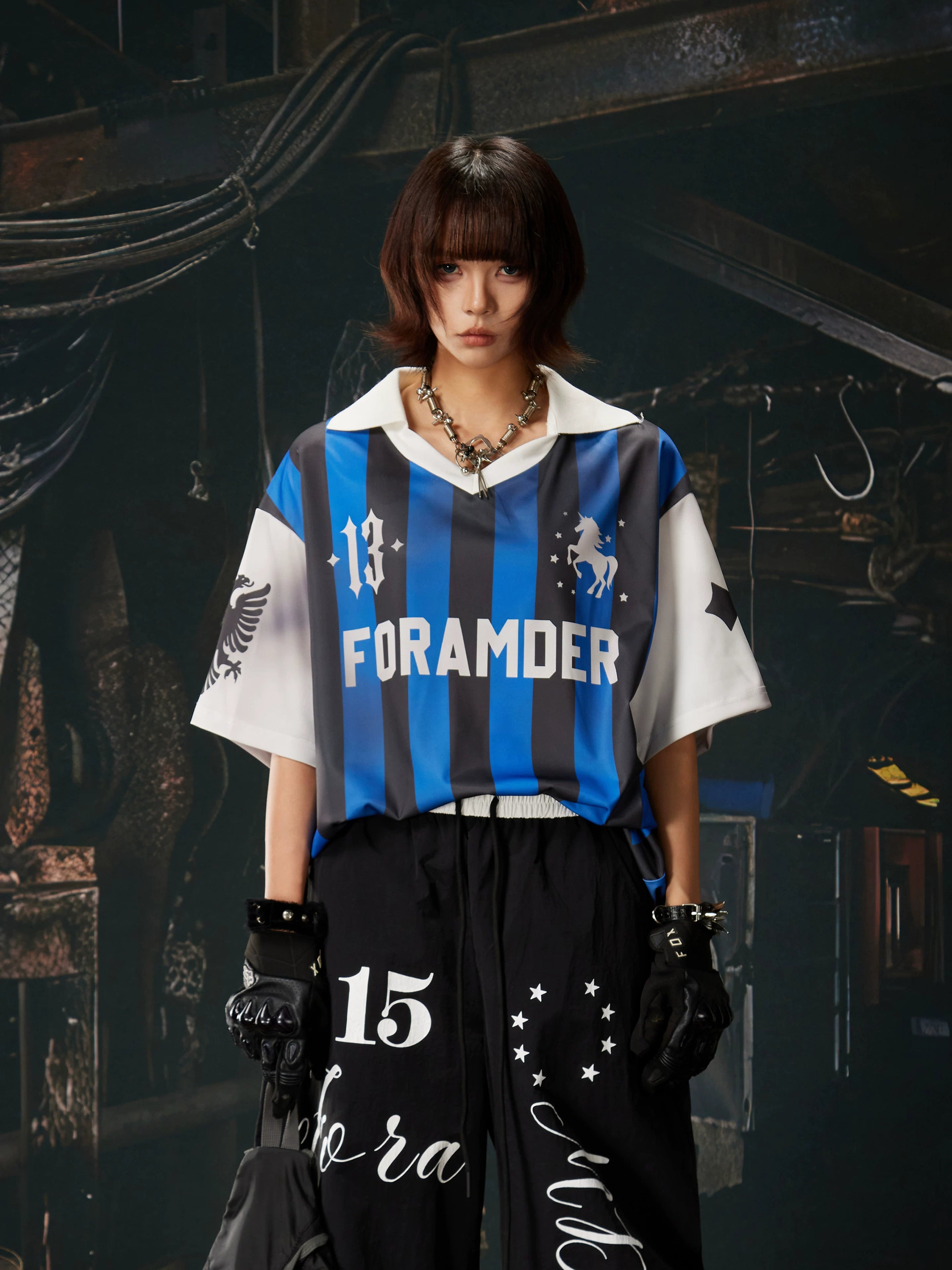 Blue Black Stripe Jersey Tee