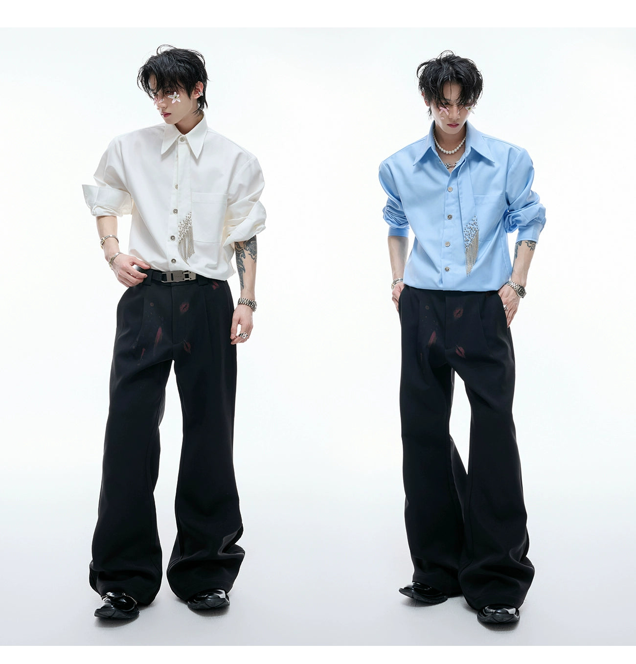 【25s Aug.】Tie-stitched Shoulder-padded Shirt