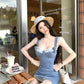 【25s Aug.】Denim Strapless Bodycon Mini Dress