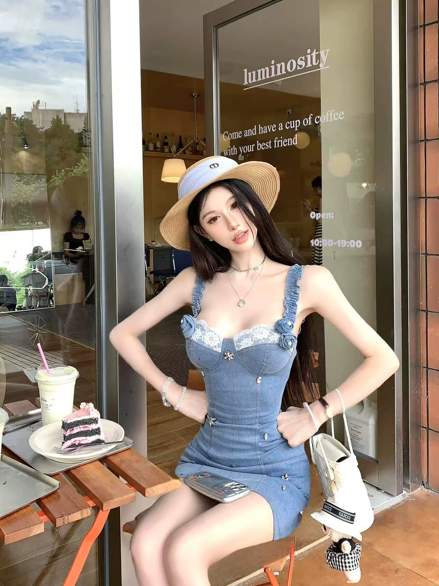 【25s Aug.】Denim Strapless Bodycon Mini Dress