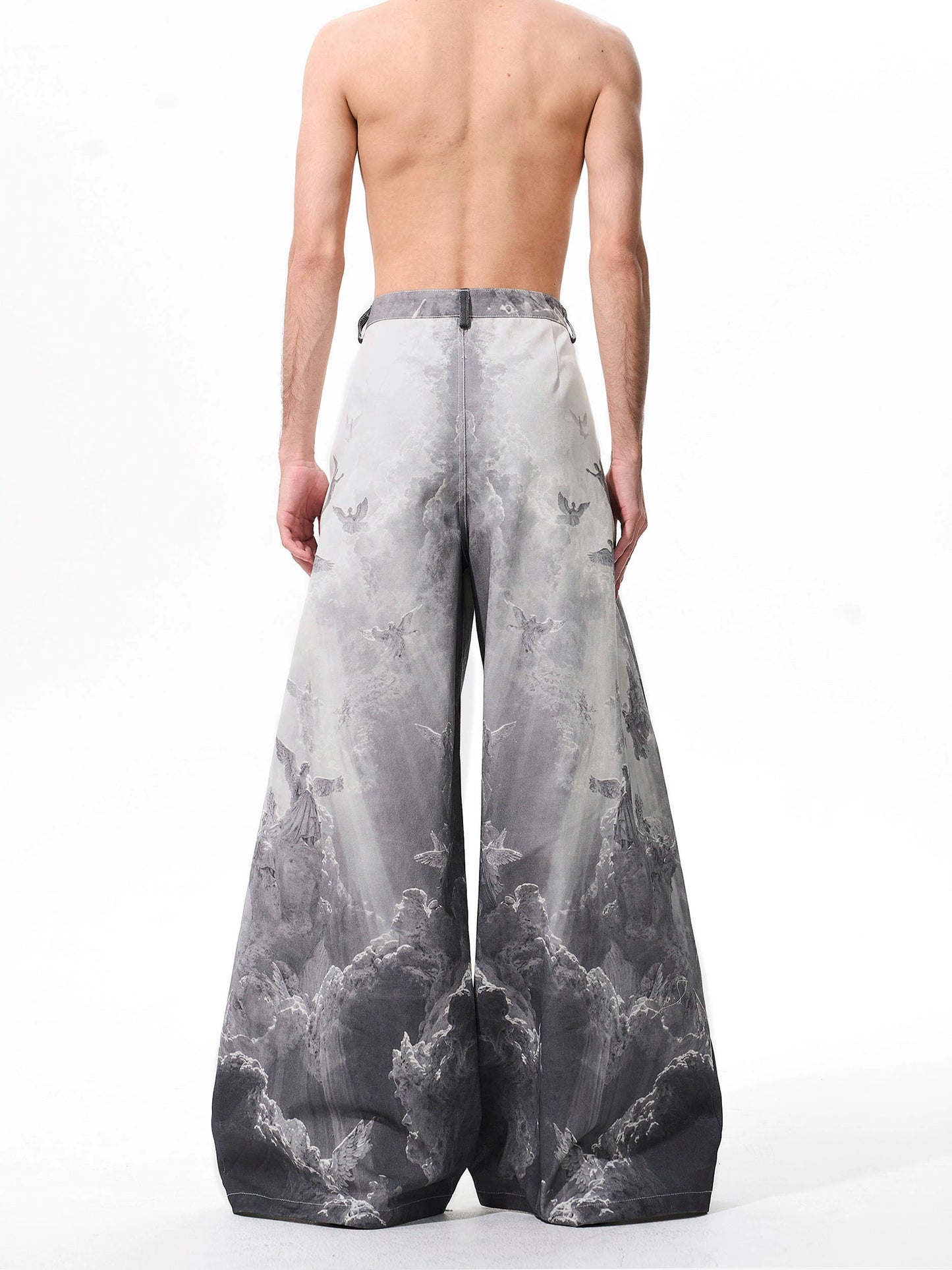 3D Printed Street Low-Rise Wide-Leg Jeans