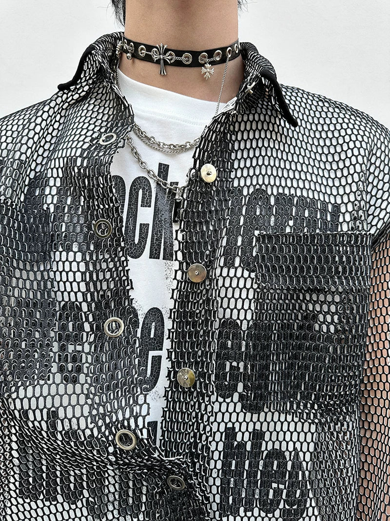 【26s Jan.】Sheer Mesh Korean-Style Casual Shirt