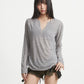 【25s Aug.】Black V-Neck Slim Fit Sheer UV Protection T-Shirt