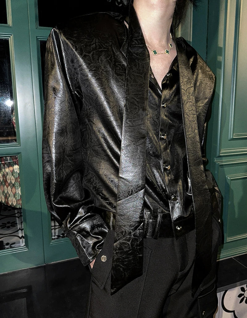 【26s Jan.】Minimal Leather Long-Sleeve Shirt Jacket