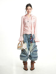 【25s Sep.】Plaid Vintage Ruched Slim Fit Waist Shirt