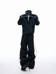 【25s Aug.】Studded Embroidered Snakeskin Leather Short Jacket