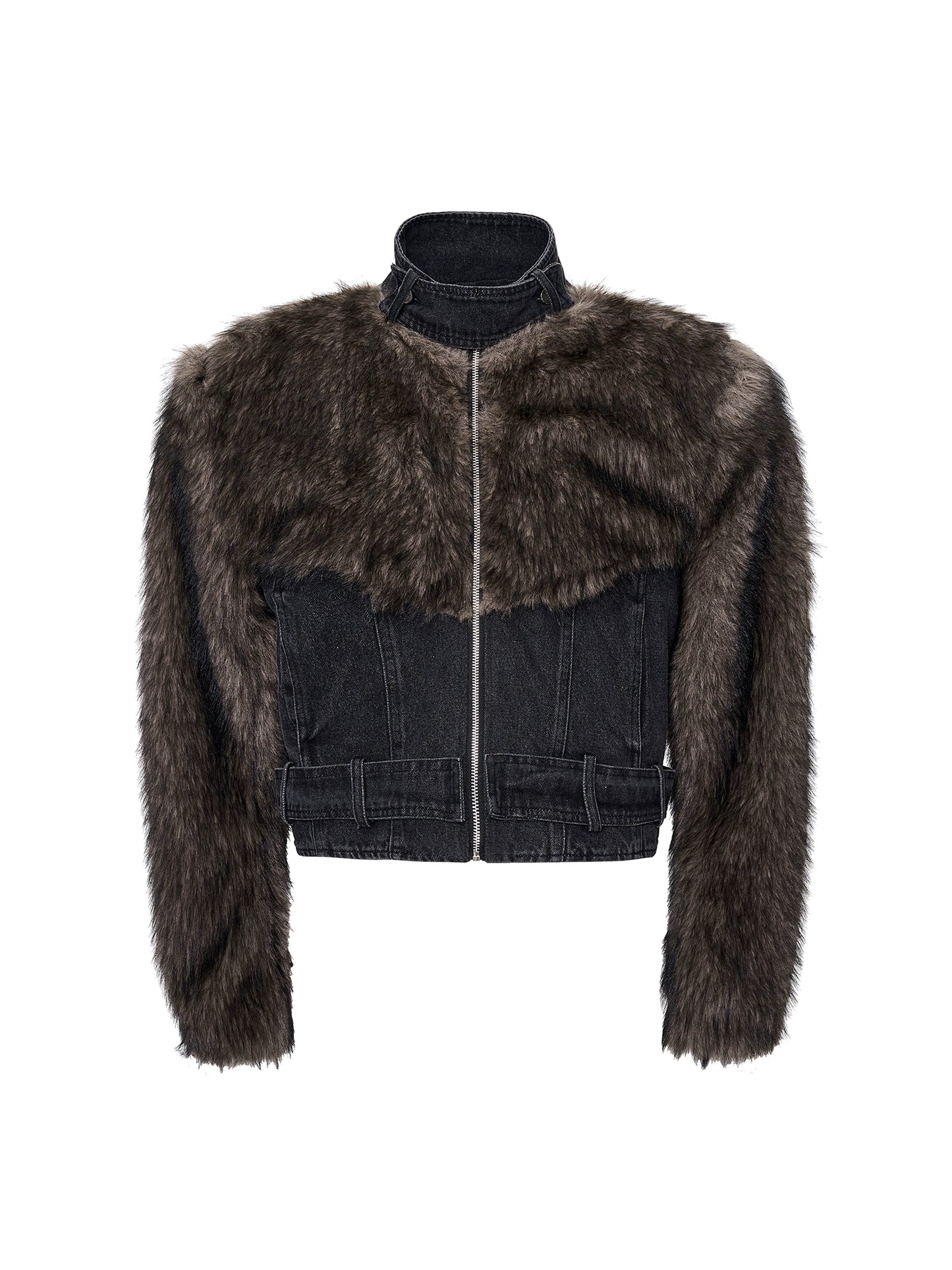 Super Warm Faux Fur Paneled Denim Jacket