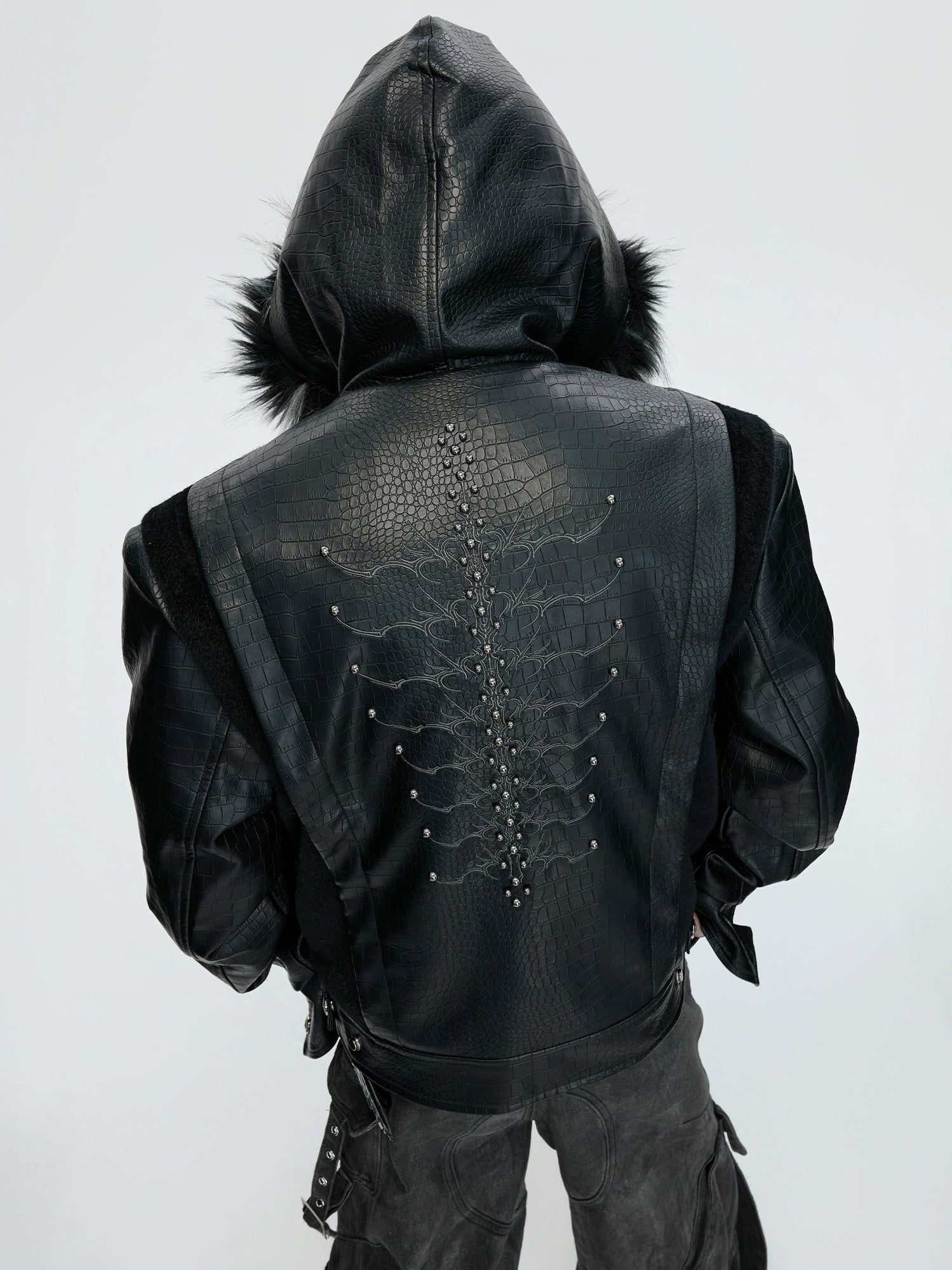 【26s Feb.】Horsehair and Crocodile Print Hooded Jacket