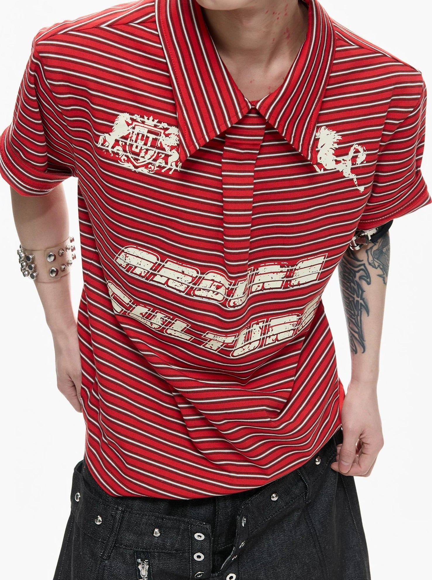 【26s Apr.】Contrast Stripe Embroidered Polo Tee