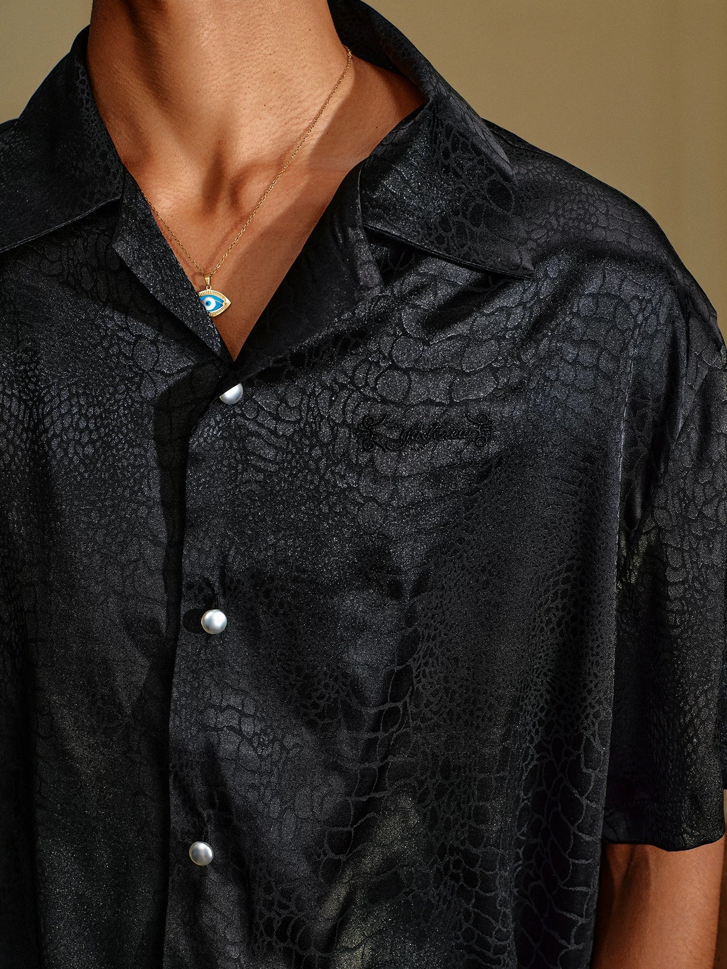 Snake Texture Satin Shirt