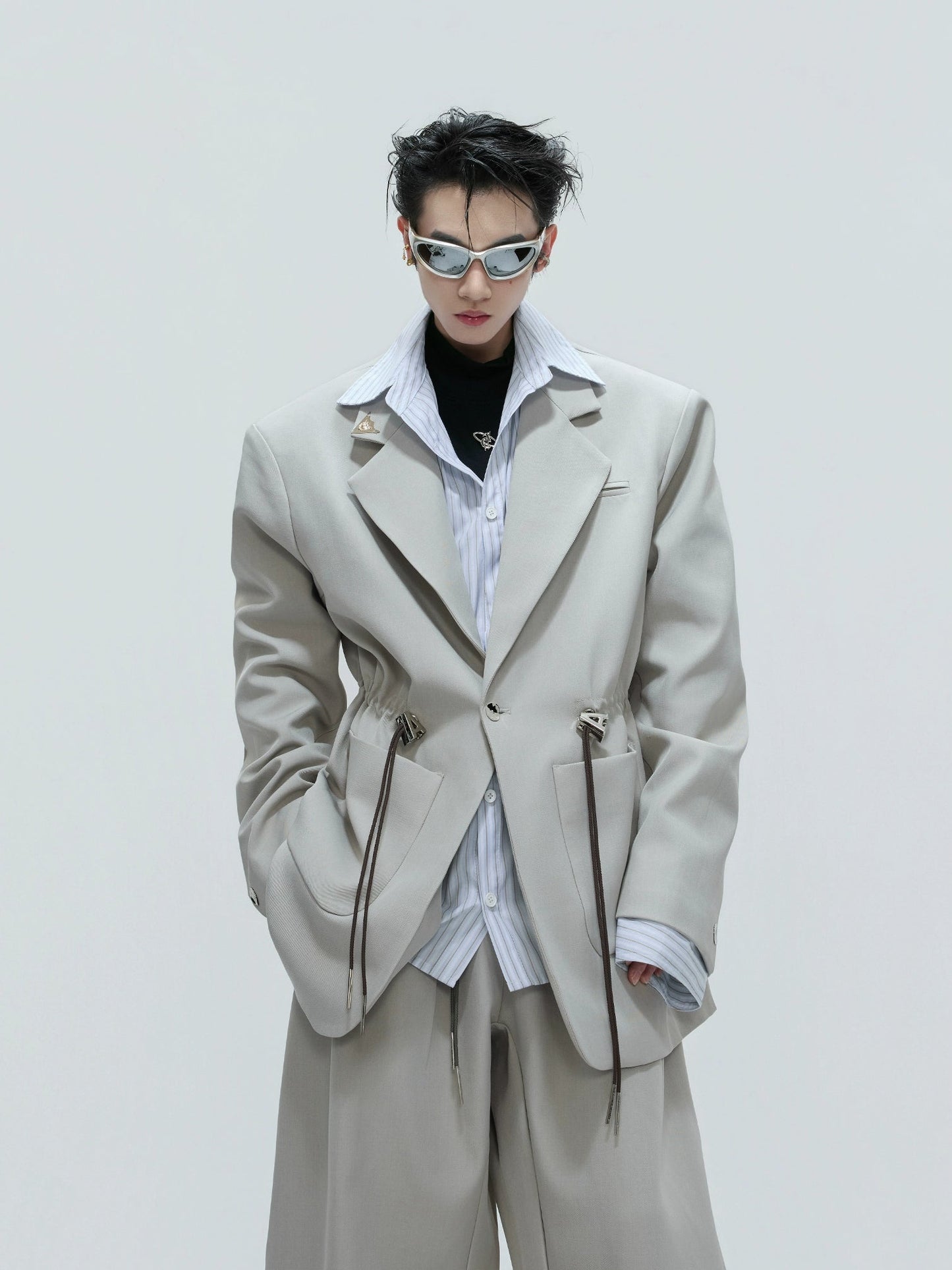 【25s Nov.】Drawstring Waist Padded Shoulder Suit/ Trousers