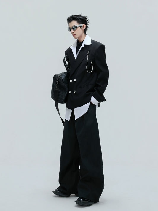 【25s Nov.】Shimmering Striped Fitted Blazer/Trousers