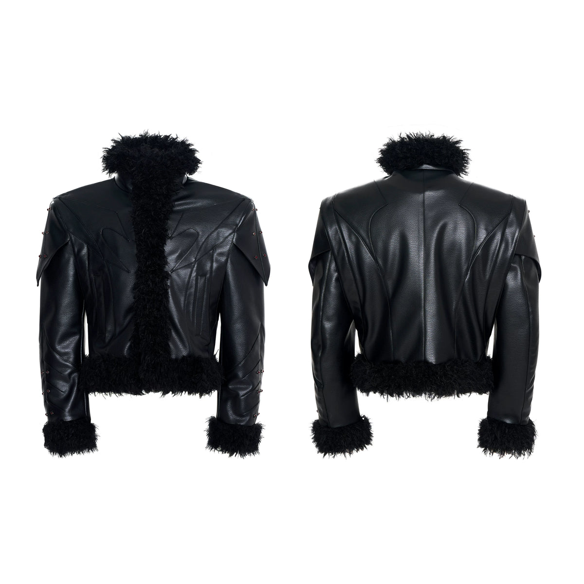 Deconstructed Faux Lambskin Leather Jacket