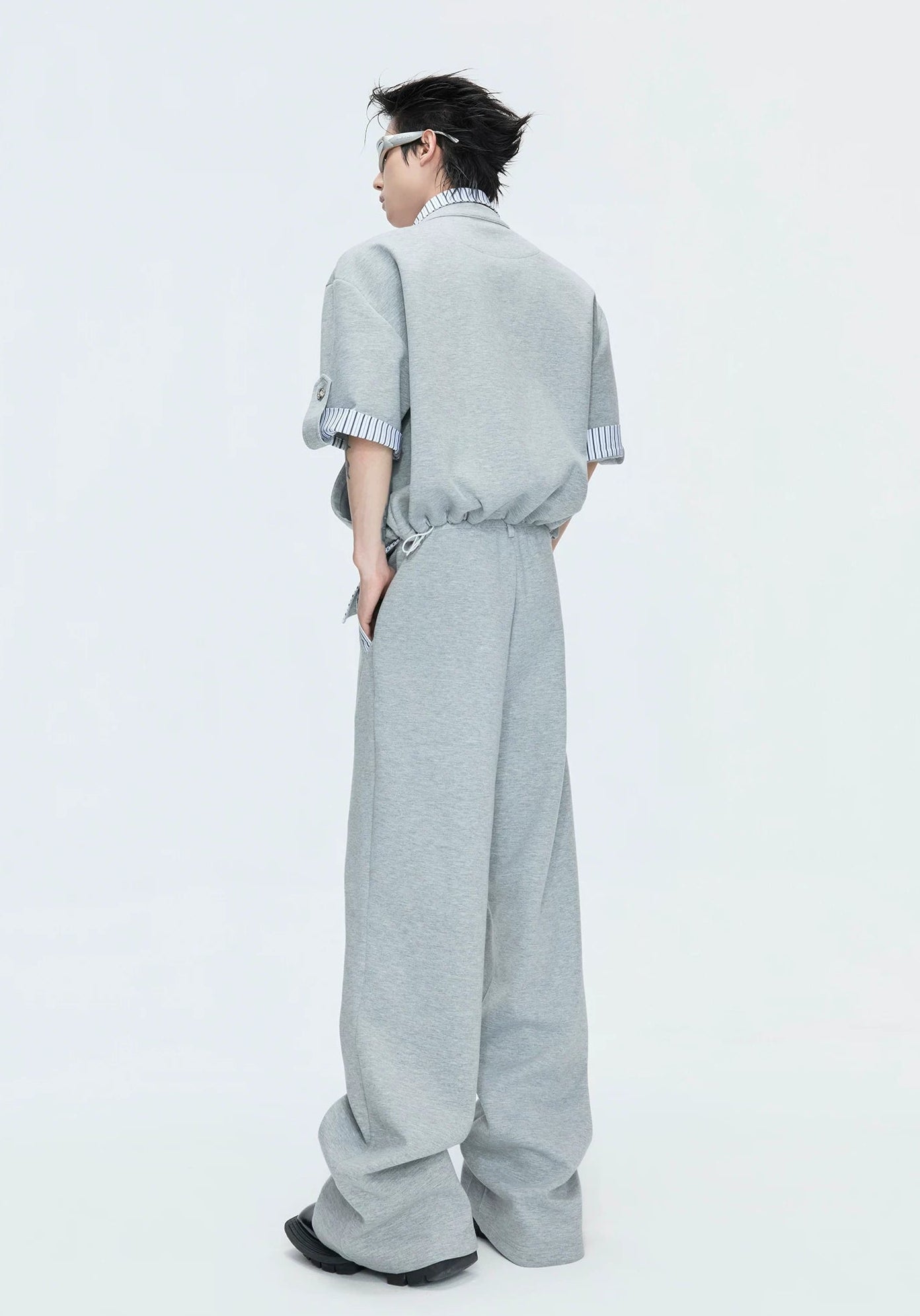 【26s May】Striped Layered Cardigan Tee Set