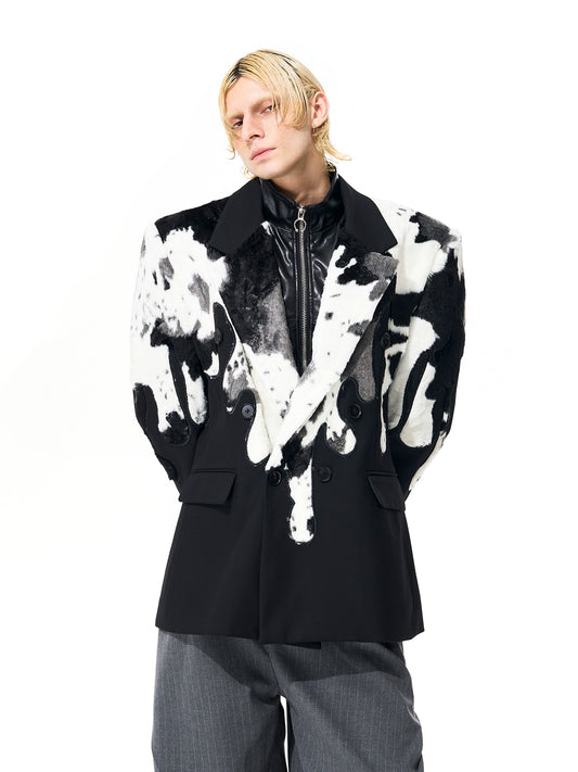 Cow-print Fur Blazer
