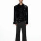 【25s Aug.】Metal-Panel Cropped Croc Leather Jacket