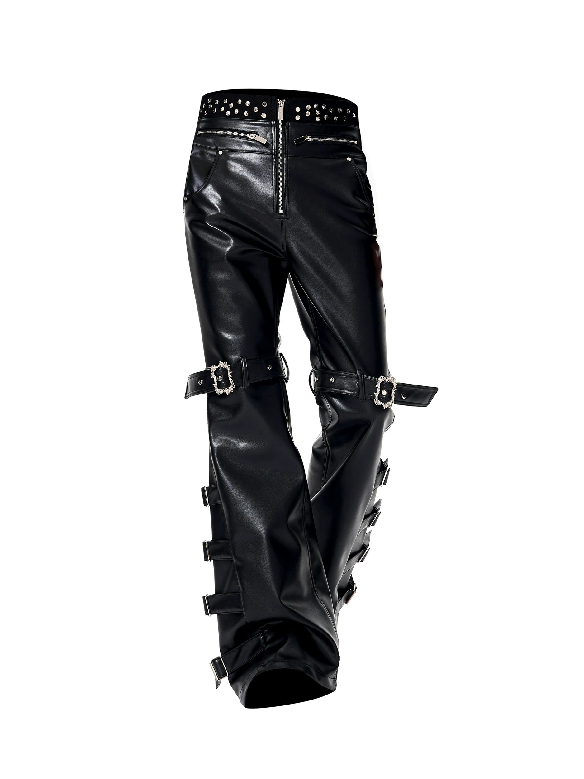 【26s Feb.】Strap Buckle Flared Leather Pants