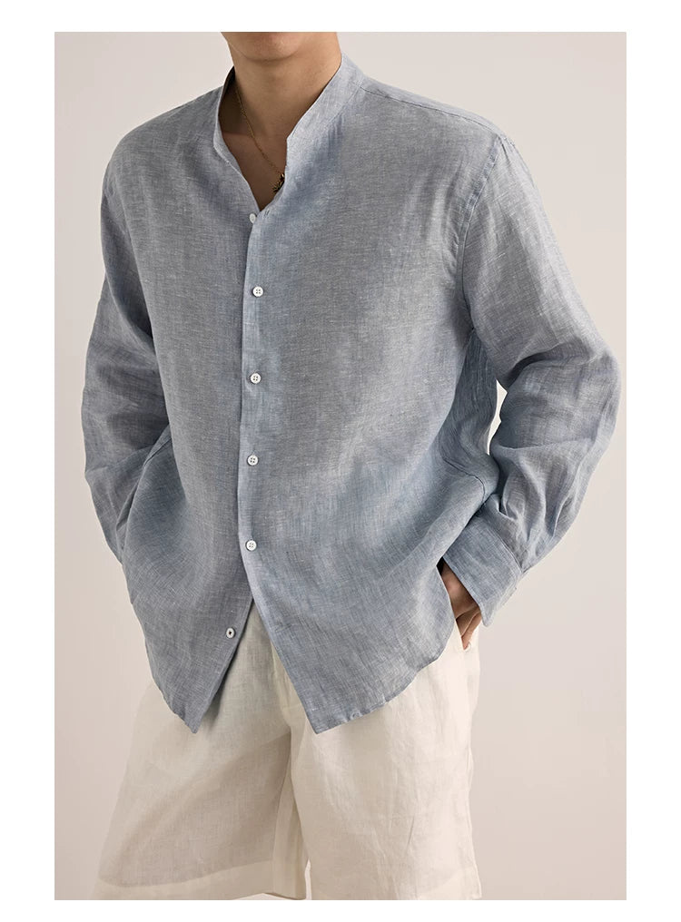 Relaxed Linen Collared Shirt