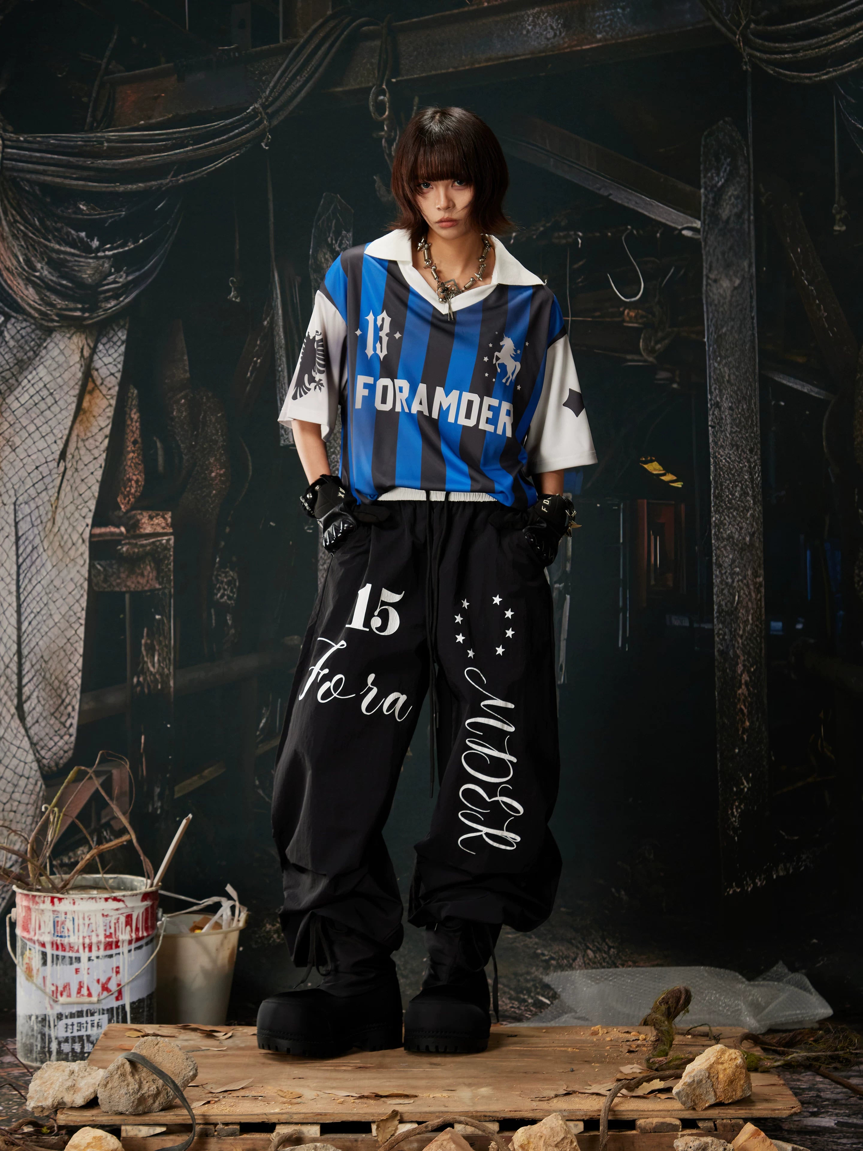 Blue Black Stripe Jersey Tee
