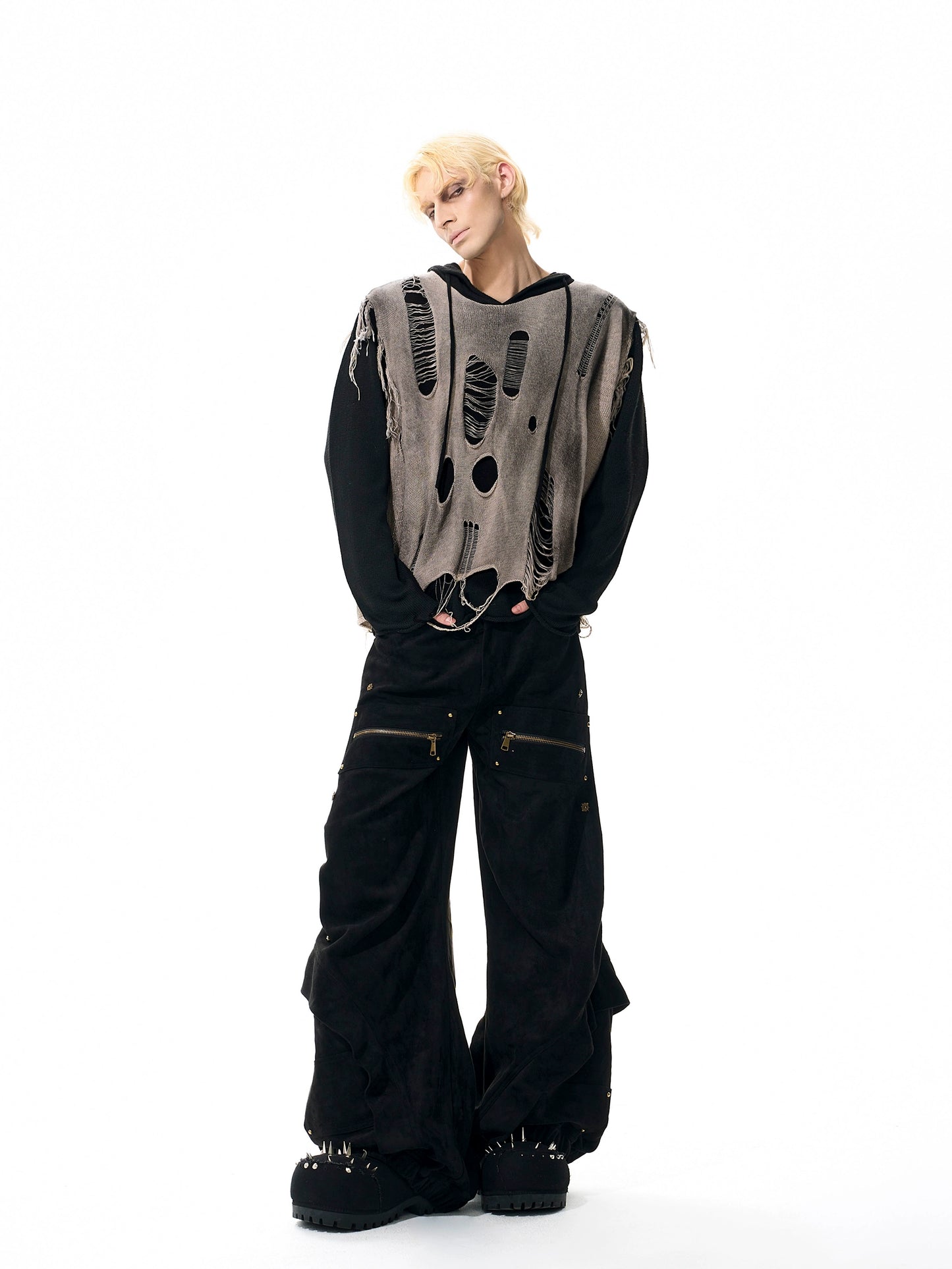 【25s Nov.】Damaged and Dirty Hooded Knitwear