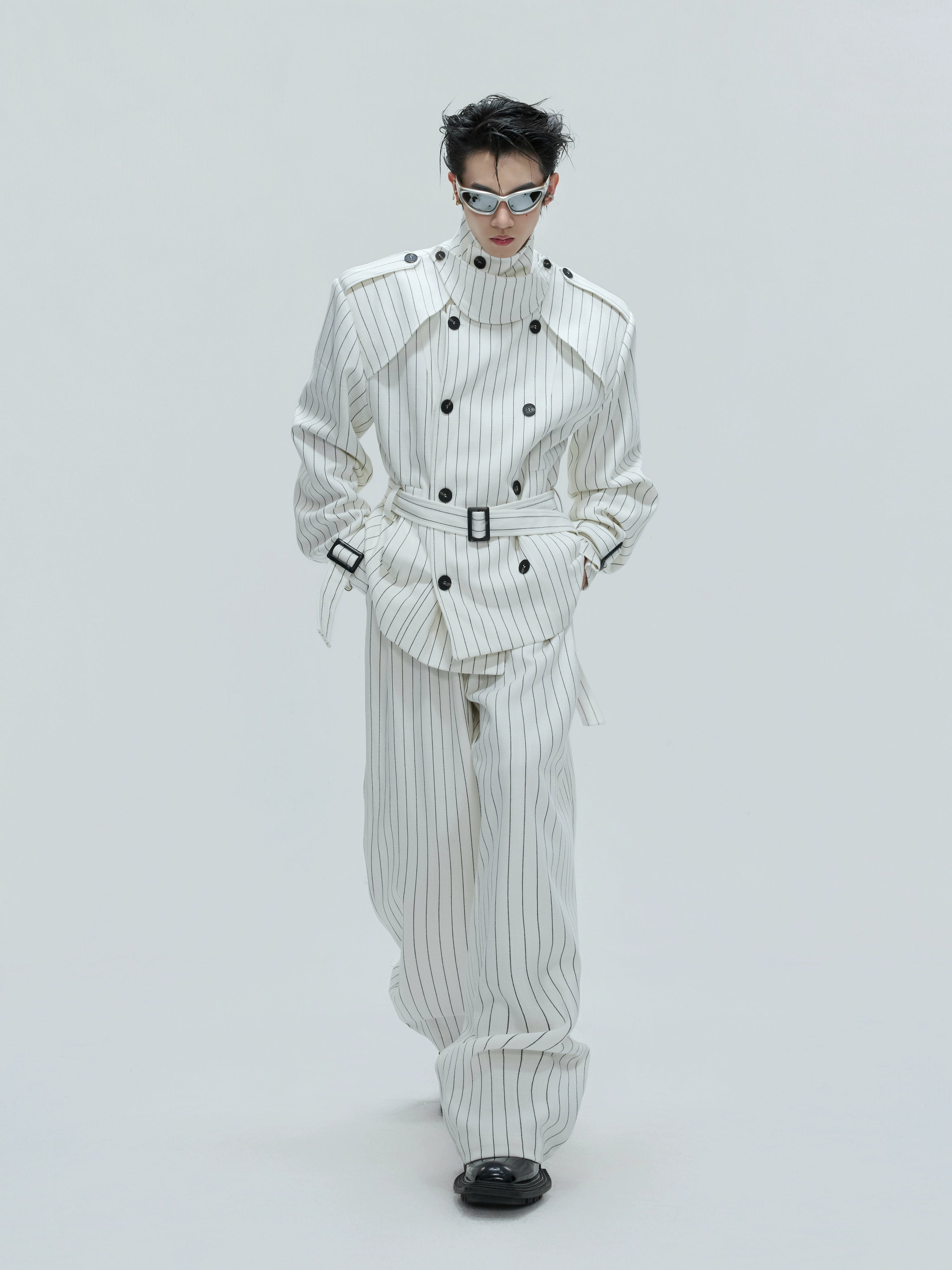 【25s Nov.】Striped Multi-panel Belted Jacket/Trousers