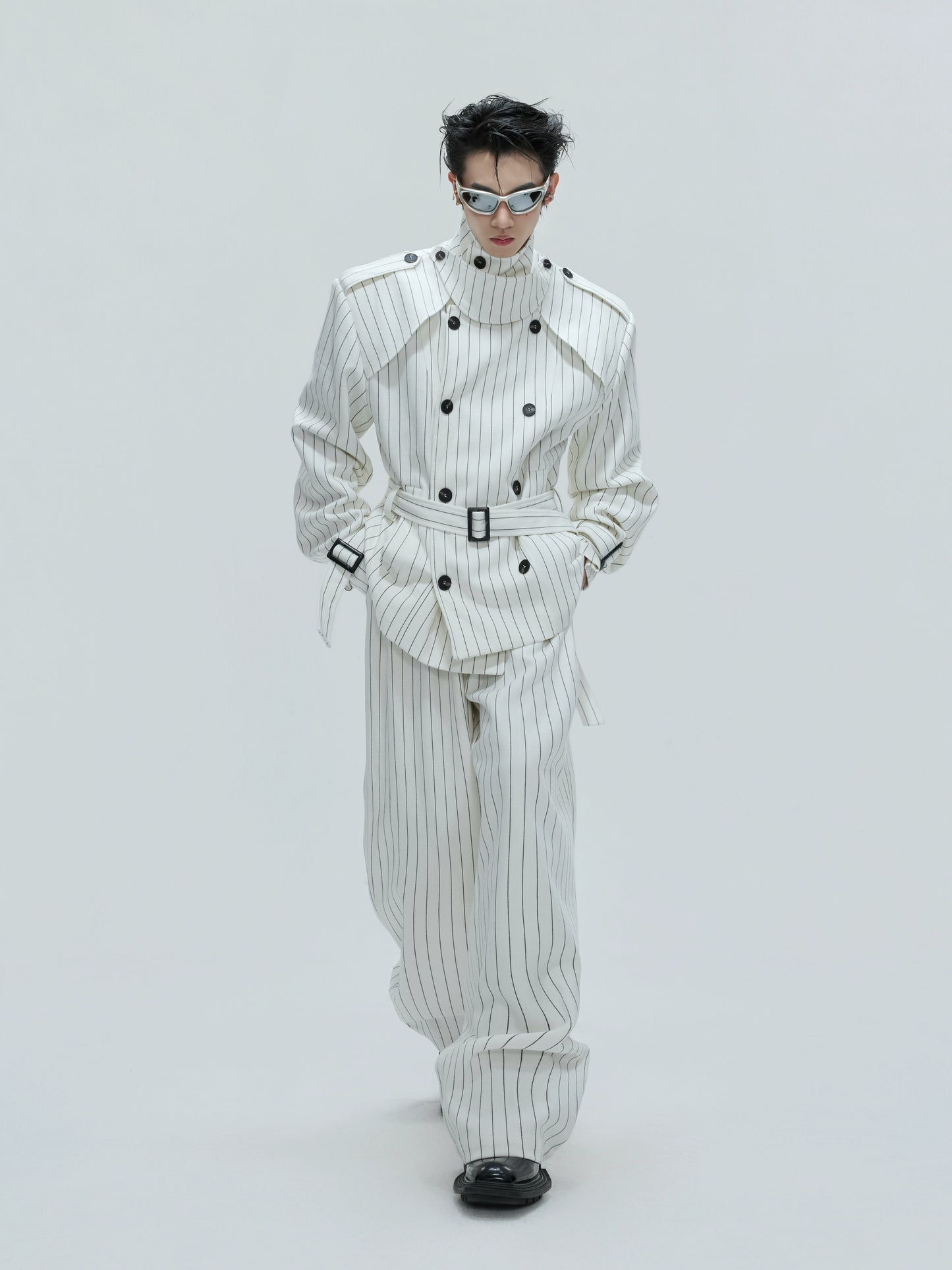 【25s Nov.】Striped Multi-panel Belted Jacket/Trousers
