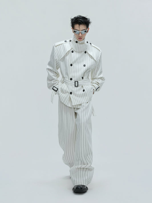 【25s Nov.】Striped Multi-panel Belted Jacket/Trousers