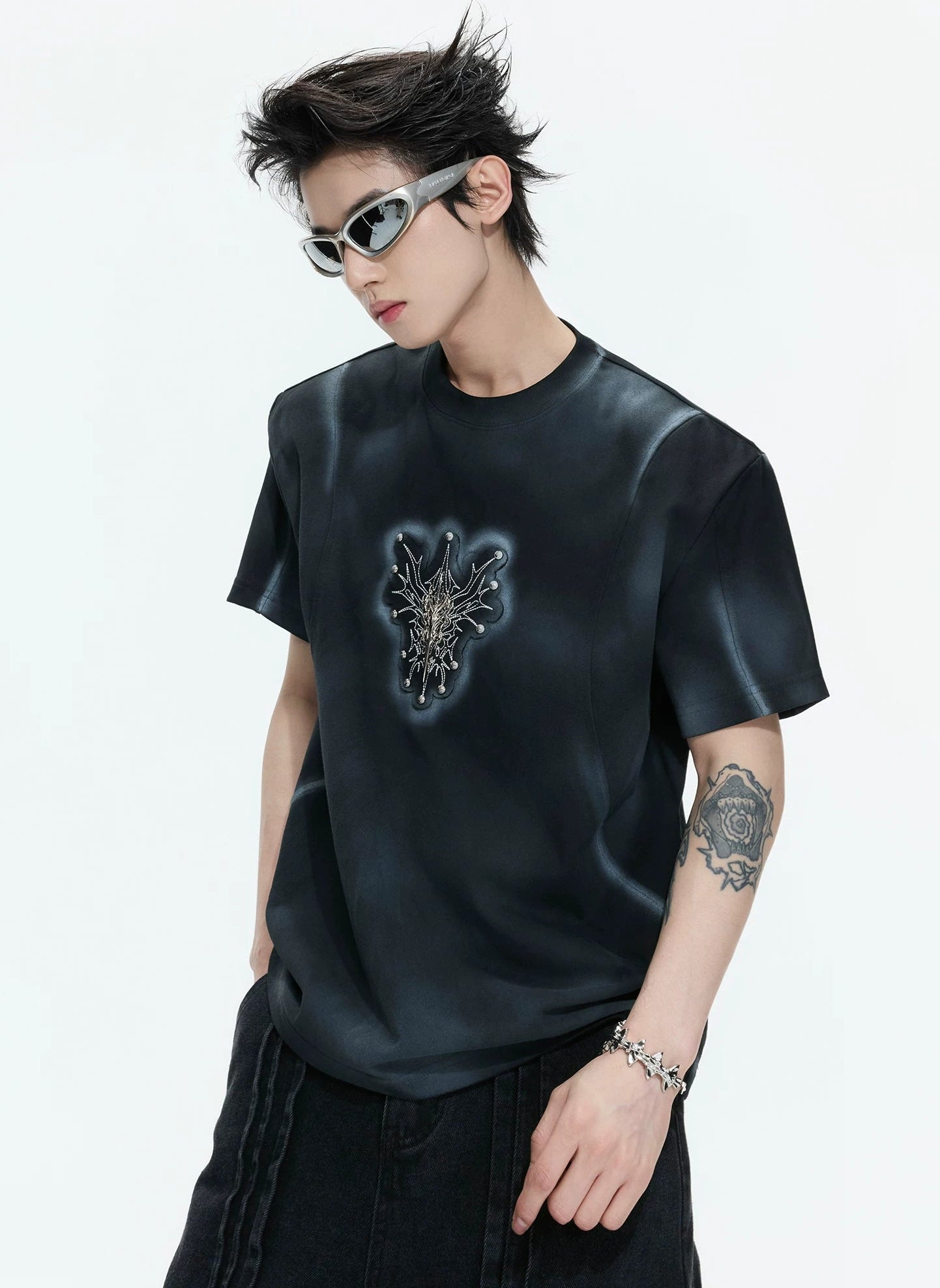 Hand-Painted Gradient Shoulder Tee