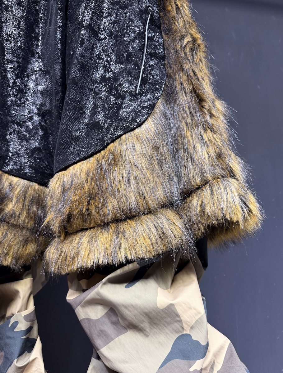 Heavyweight Plush Patchwork Relaxed Wide-Leg Pants