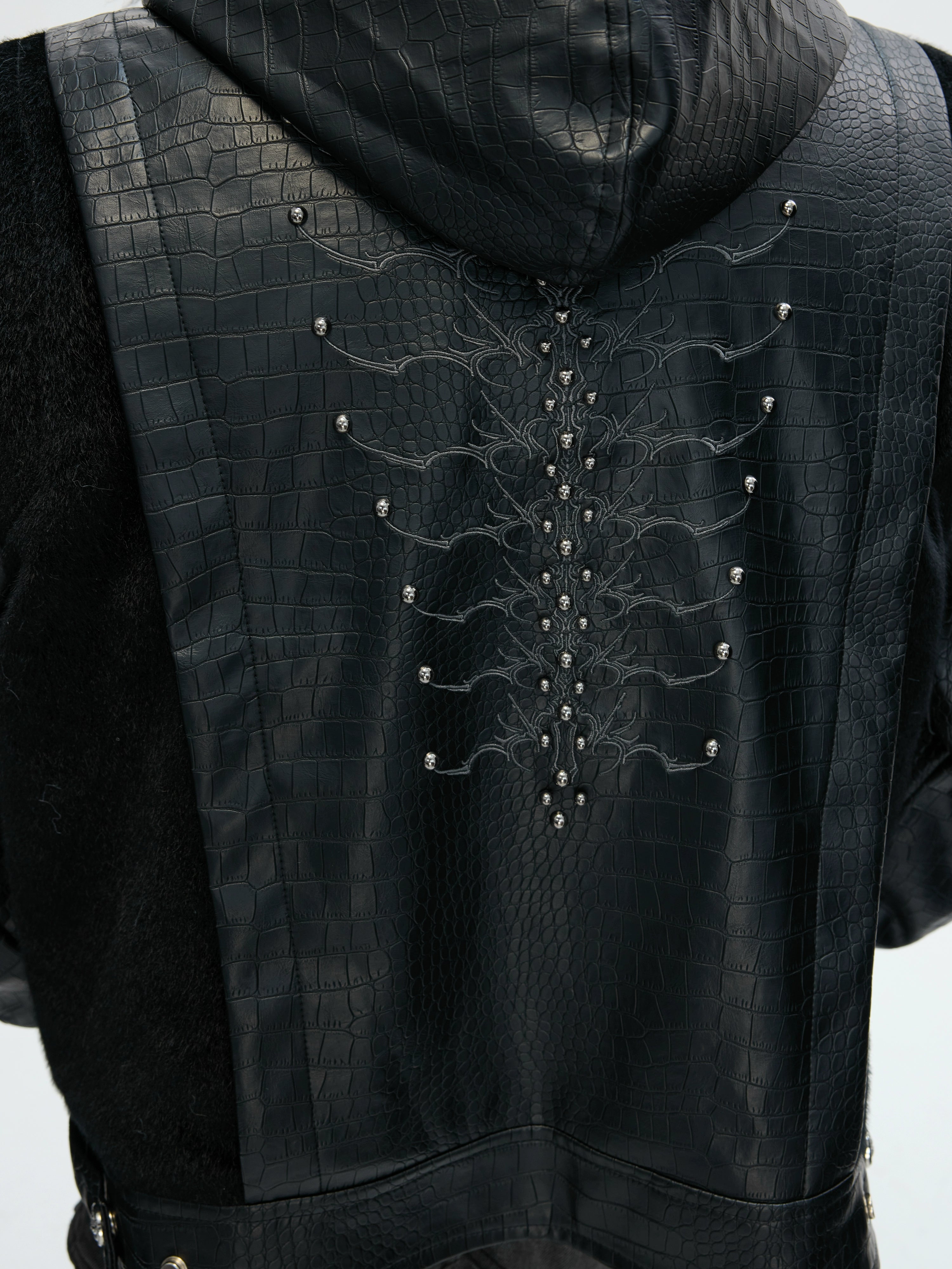 【26s Feb.】Horsehair and Crocodile Print Hooded Jacket