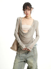 【25s Sep.】Draped Sheer Lightweight Fitted T-Shirt