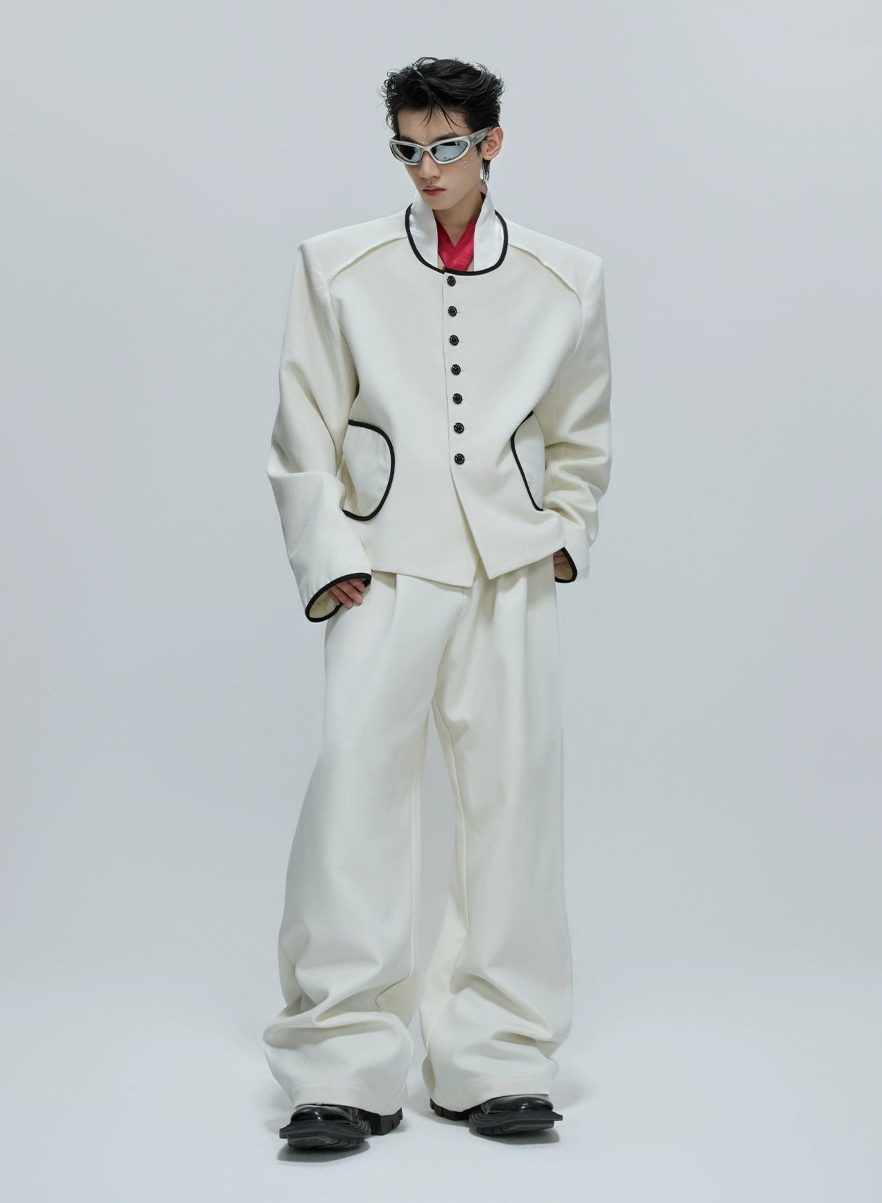 【25s Oct.】Contrast Color Elegant Chanel Style Jacket/Scimitar Pants