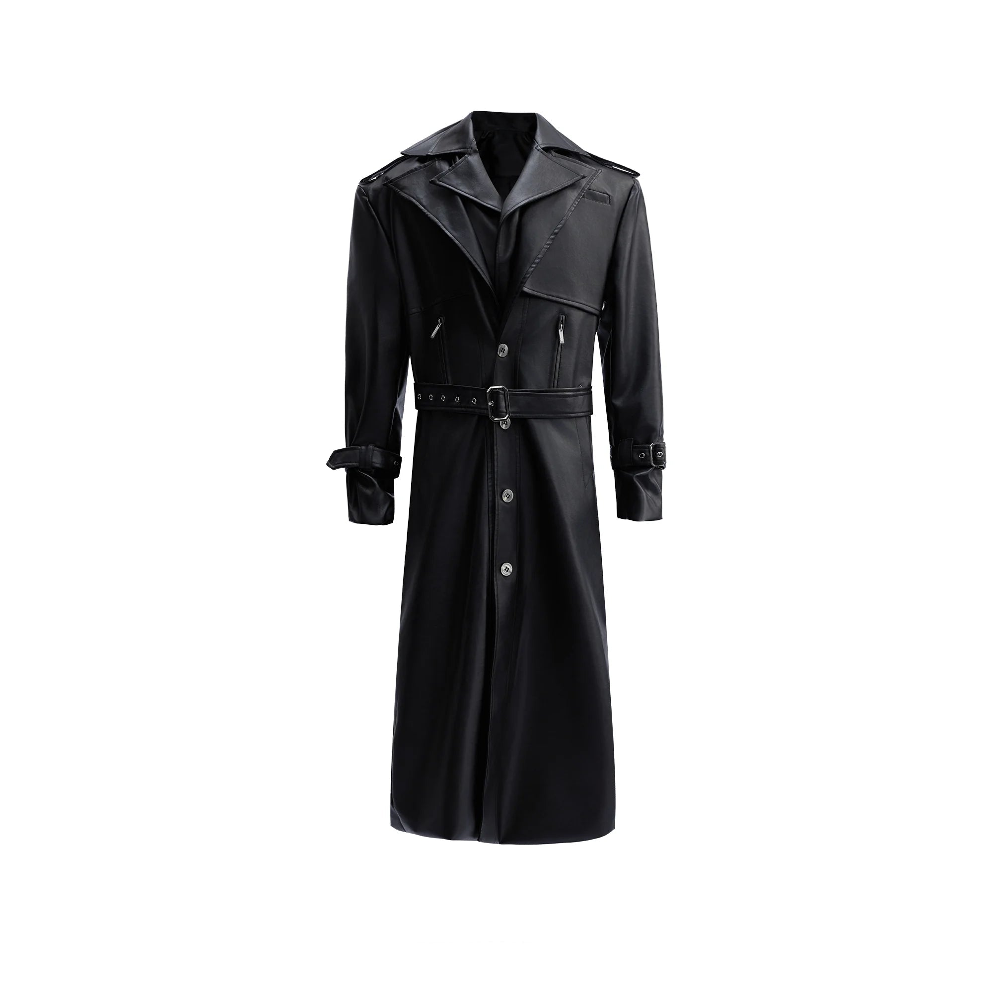 Multi-Form Layered Leather Trench Coat