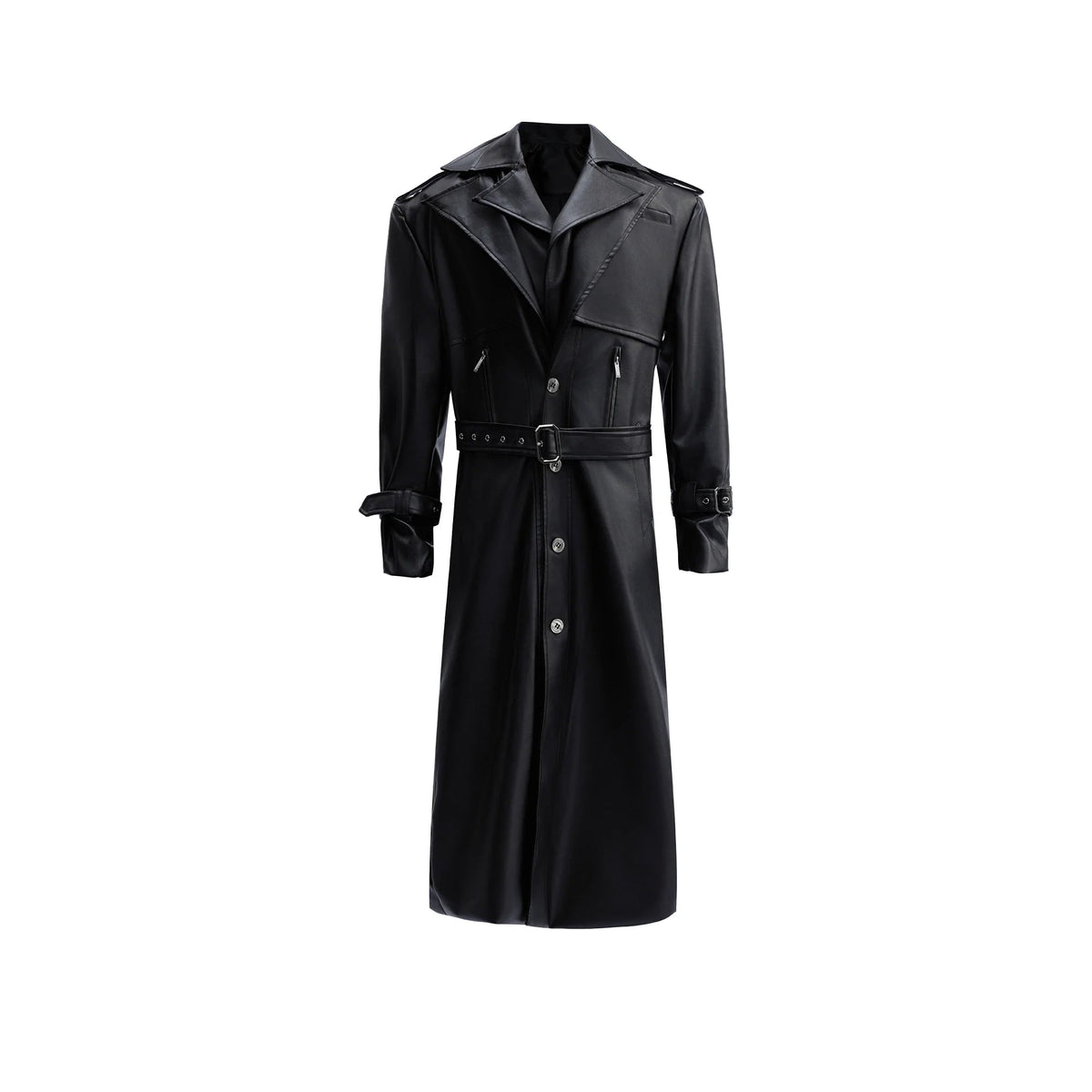 Multi-Form Layered Leather Trench Coat