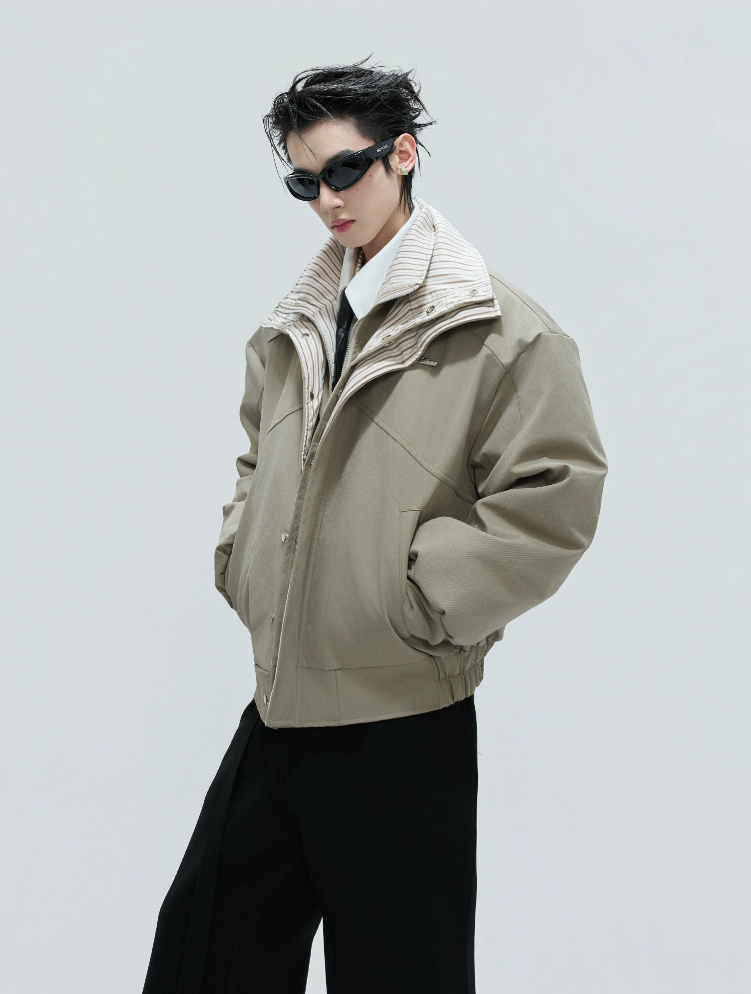 【25s Nov.】Washed Striped Thickened Cotton Coat