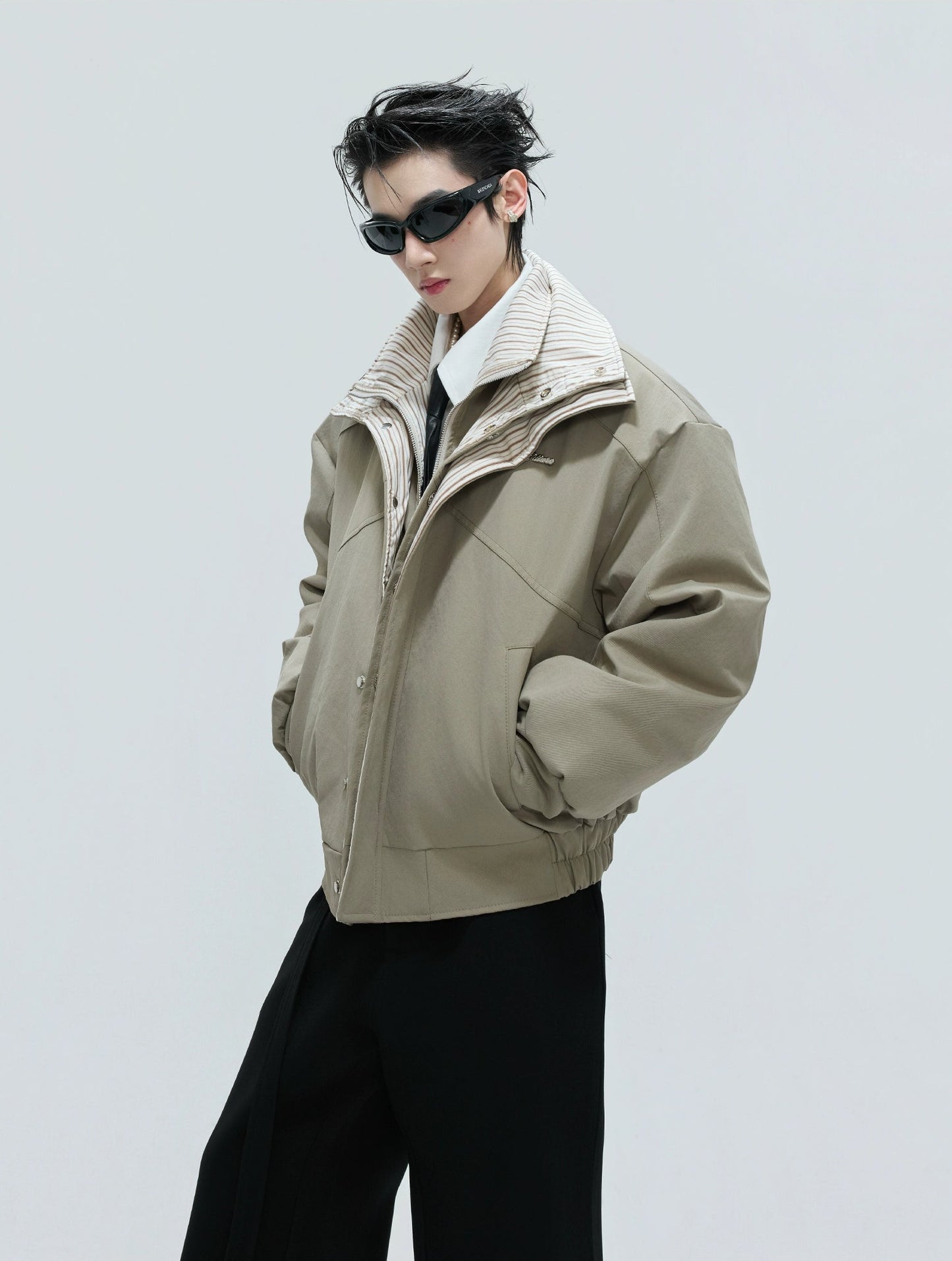 【25s Nov.】Washed Striped Thickened Cotton Coat