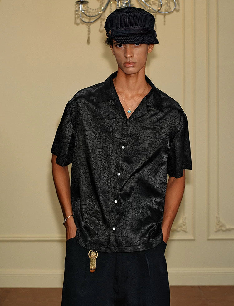Snake Texture Satin Shirt