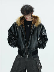 【25s Dec.】Crocodile-print Reversible Leopard Print Coat