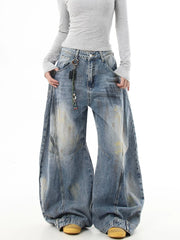 【25s Jul.】Vintage Dirty Distressed Graffiti Machete Jeans