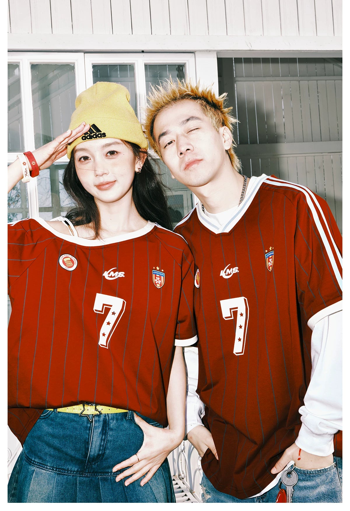 Contrast V-Neck Sports Jersey Tee