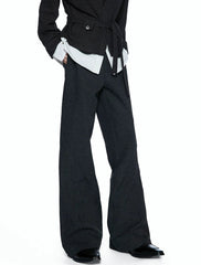 Textured Embroidered Jacquard Visor Flared Dress Pants