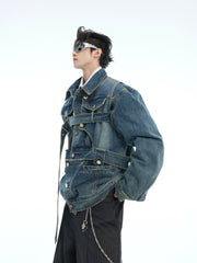 【25s Apr.】Distressed Deconstructed Cropped Denim Jacket