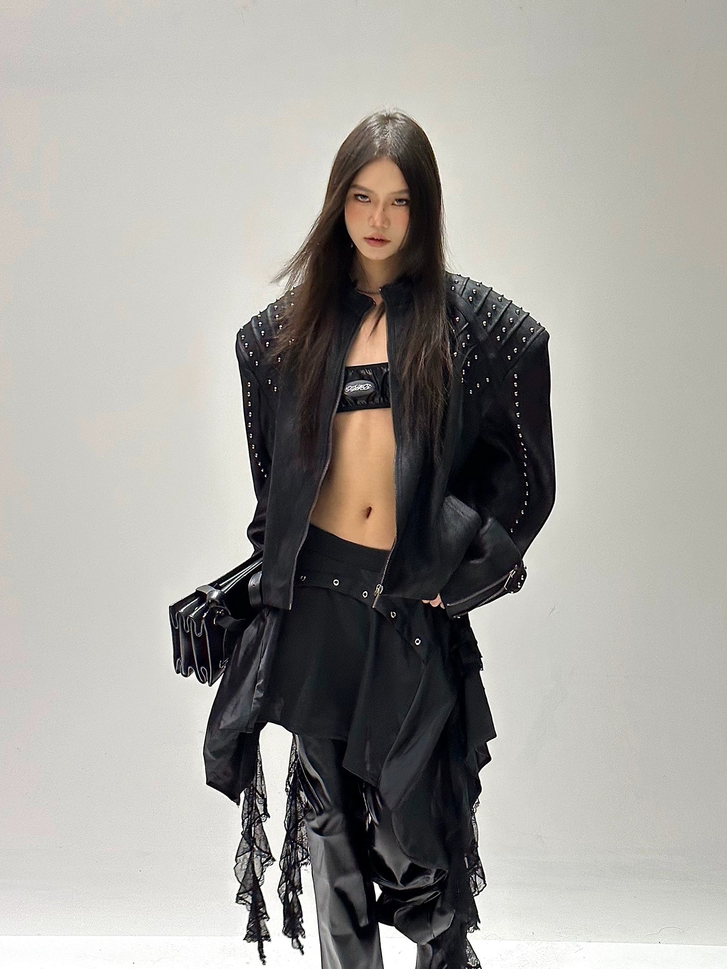 【25s Sep.】Studded Armor Oversized Stand Collar Jacket