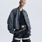 【25s Aug.】Distressed Washed Loose Bomber Jacket