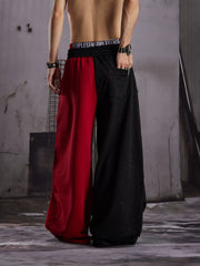 Black Red Contrast Jersey Sweatpants