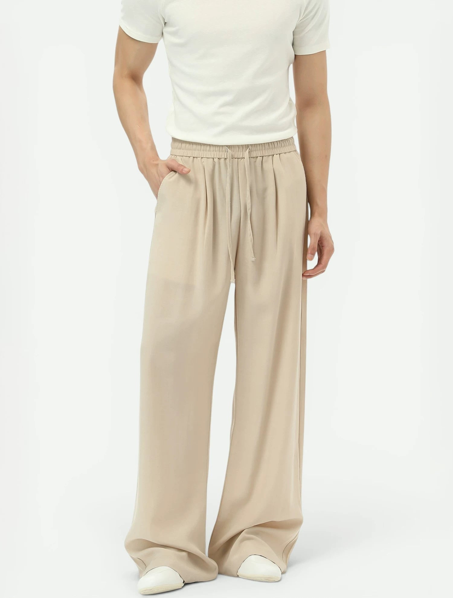 Lyocell Drawstring Wide-Leg Pants